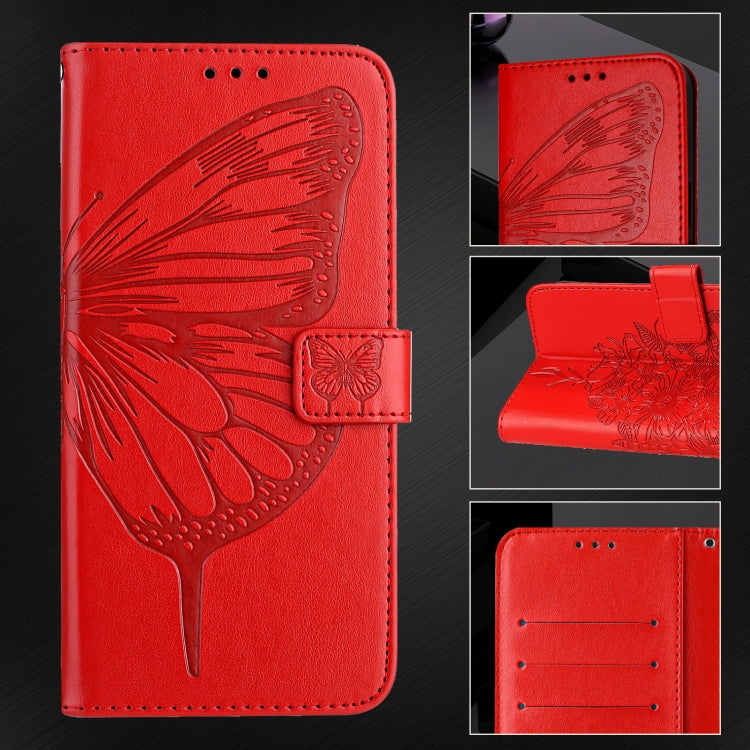 For Google Pixel 9 Pro XL Embossed Butterfly Leather Phone Case(Red) - Google Cases by PMC TechLife | Online Shopping South Africa | PMC TechLife | Buy Now Pay Later Mobicred