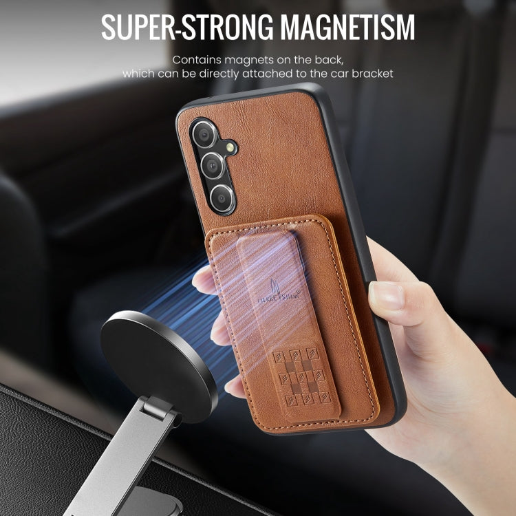 For Samsung Galaxy S24+ 5G Fierre Shann Oil Wax Cow Leather Card Holder Back Phone Case(Brown) - free shipping - PMC Jewellery - Order now!