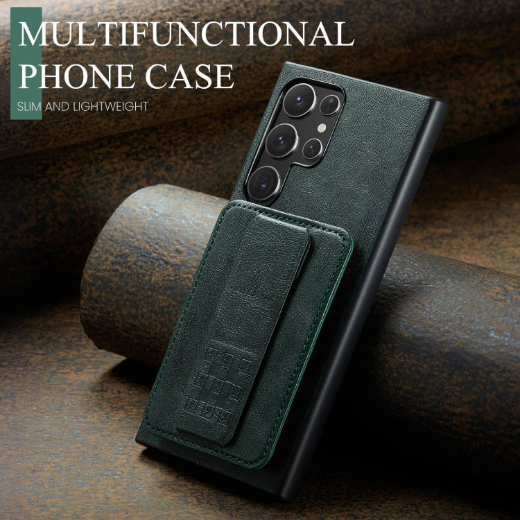 For Samsung Galaxy S24 Ultra 5G Fierre Shann Oil Wax Cow Leather Card Holder Back Phone Case(Green) - free shipping - PMC Jewellery - Order now!