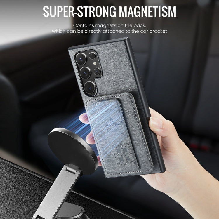For Samsung Galaxy S24 Ultra 5G Fierre Shann Oil Wax Cow Leather Card Holder Back Phone Case(Grey) - free shipping - PMC Jewellery - Order now!