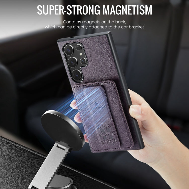 For Samsung Galaxy S24 Ultra 5G Fierre Shann Oil Wax Cow Leather Card Holder Back Phone Case(Purple) - free shipping - PMC Jewellery - Order now!