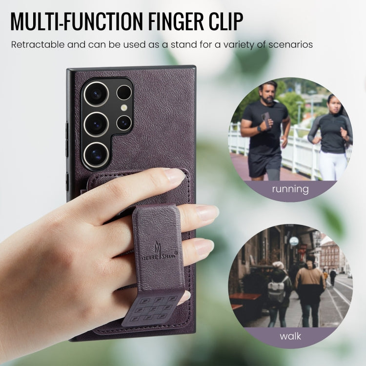 For Samsung Galaxy S24 Ultra 5G Fierre Shann Oil Wax Cow Leather Card Holder Back Phone Case(Purple) - free shipping - PMC Jewellery - Order now!