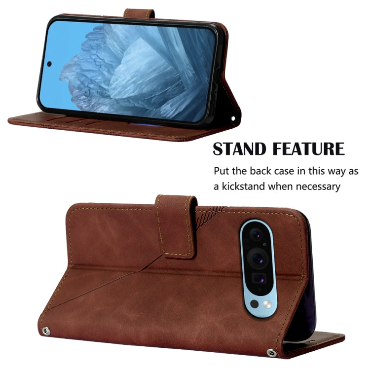 For Google Pixel 9 Crossbody 3D Embossed Flip Leather Phone Case(Brown) - Google Cases by PMC TechLife | Online Shopping South Africa | PMC TechLife | Buy Now Pay Later Mobicred