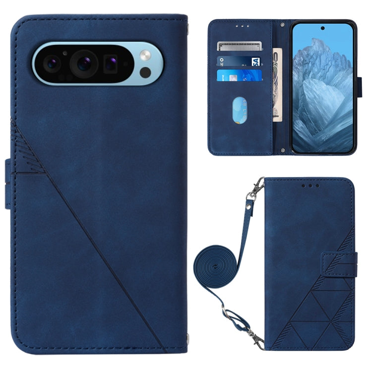 For Google Pixel 9 Crossbody 3D Embossed Flip Leather Phone Case(Blue) - Google Cases by PMC TechLife | Online Shopping South Africa | PMC TechLife | Buy Now Pay Later Mobicred