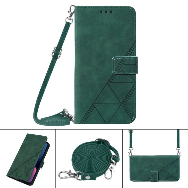 For Google Pixel 9 Crossbody 3D Embossed Flip Leather Phone Case(Dark Green) - Google Cases by PMC TechLife | Online Shopping South Africa | PMC TechLife | Buy Now Pay Later Mobicred
