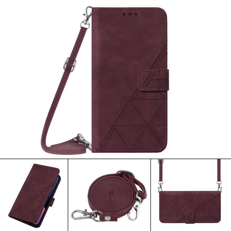 For Google Pixel 9 Crossbody 3D Embossed Flip Leather Phone Case(Wine Red) - Google Cases by PMC TechLife | Online Shopping South Africa | PMC TechLife | Buy Now Pay Later Mobicred