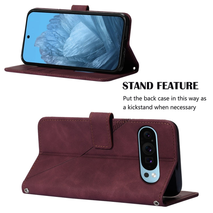 For Google Pixel 9 Crossbody 3D Embossed Flip Leather Phone Case(Wine Red) - Google Cases by PMC TechLife | Online Shopping South Africa | PMC TechLife | Buy Now Pay Later Mobicred