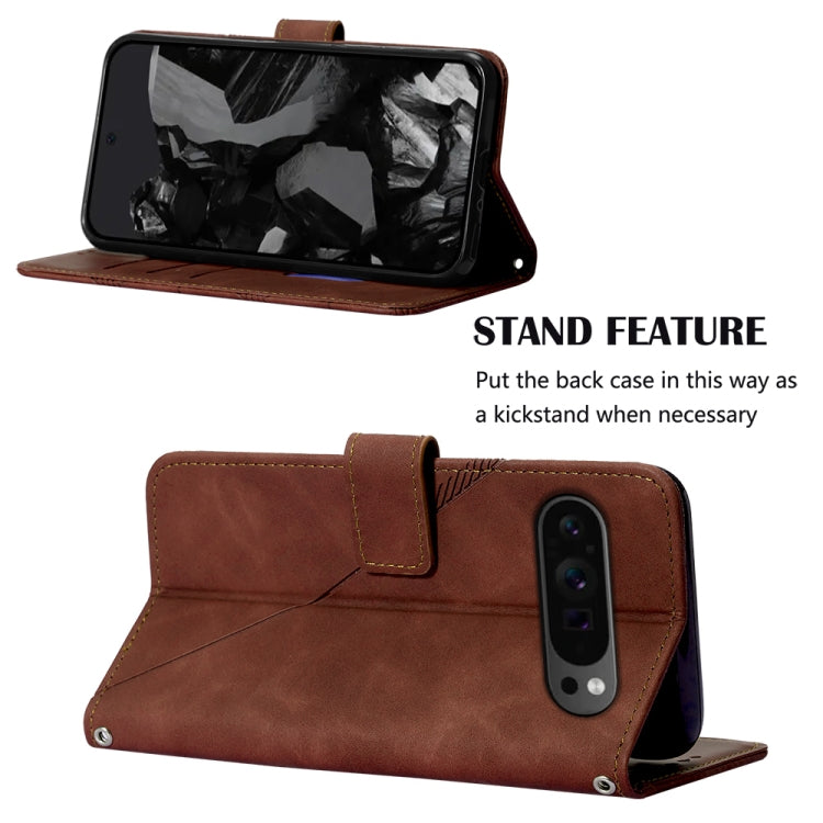 For Google Pixel 9 Pro Crossbody 3D Embossed Flip Leather Phone Case(Brown) - Google Cases by PMC TechLife | Online Shopping South Africa | PMC TechLife | Buy Now Pay Later Mobicred