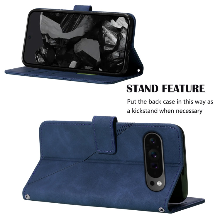 For Google Pixel 9 Pro Crossbody 3D Embossed Flip Leather Phone Case(Blue) - Google Cases by PMC TechLife | Online Shopping South Africa | PMC TechLife | Buy Now Pay Later Mobicred