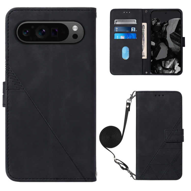 For Google Pixel 9 Pro Crossbody 3D Embossed Flip Leather Phone Case(Black) - free shipping - PMC TechLife - Order now!