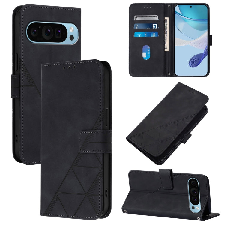 For Google Pixel 9 Pro XL Crossbody 3D Embossed Flip Leather Phone Case(Black) - Google Cases by PMC TechLife | Online Shopping South Africa | PMC TechLife | Buy Now Pay Later Mobicred