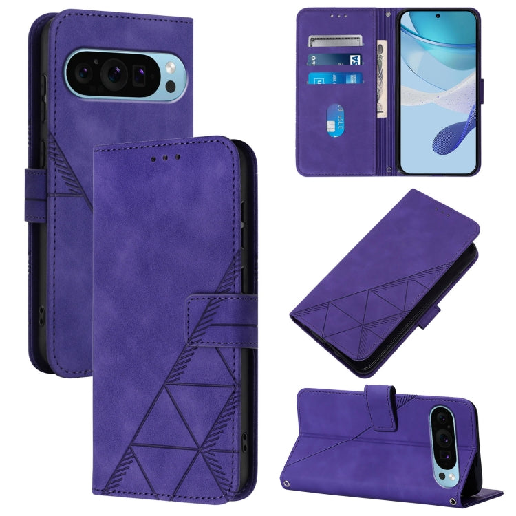For Google Pixel 9 Pro XL Crossbody 3D Embossed Flip Leather Phone Case(Purple) - Google Cases by PMC TechLife | Online Shopping South Africa | PMC TechLife | Buy Now Pay Later Mobicred