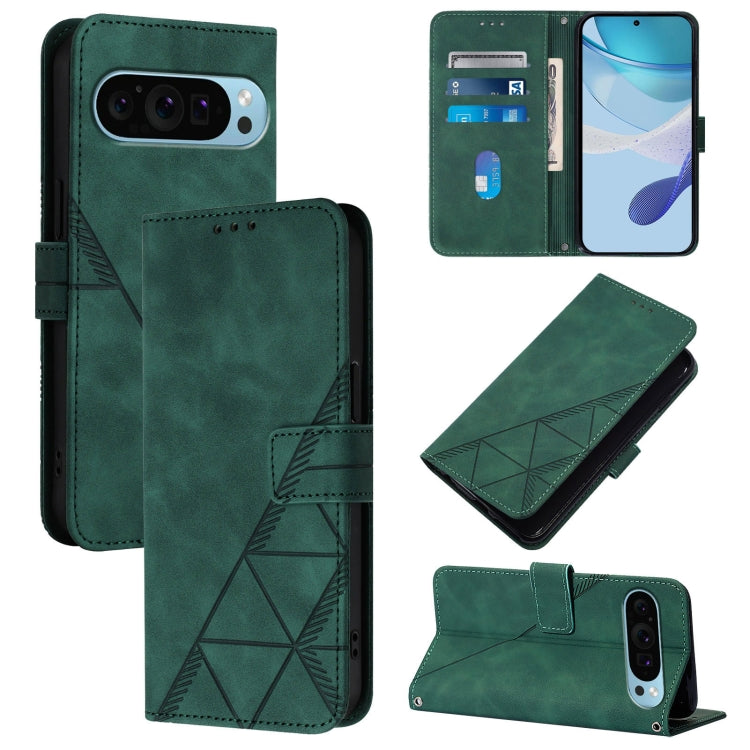 For Google Pixel 9 Pro XL Crossbody 3D Embossed Flip Leather Phone Case(Dark Green) - Google Cases by PMC TechLife | Online Shopping South Africa | PMC TechLife | Buy Now Pay Later Mobicred