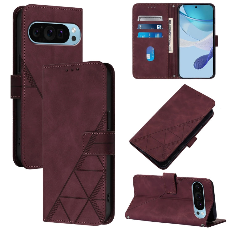 For Google Pixel 9 Pro XL Crossbody 3D Embossed Flip Leather Phone Case(Wine Red) - Google Cases by PMC TechLife | Online Shopping South Africa | PMC TechLife | Buy Now Pay Later Mobicred
