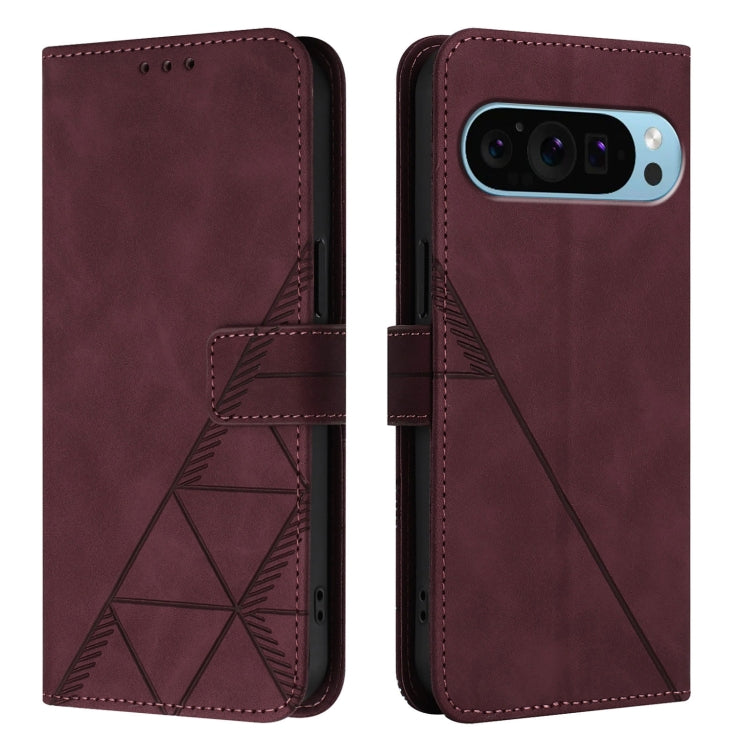 For Google Pixel 9 Pro XL Crossbody 3D Embossed Flip Leather Phone Case(Wine Red) - Google Cases by PMC TechLife | Online Shopping South Africa | PMC TechLife | Buy Now Pay Later Mobicred