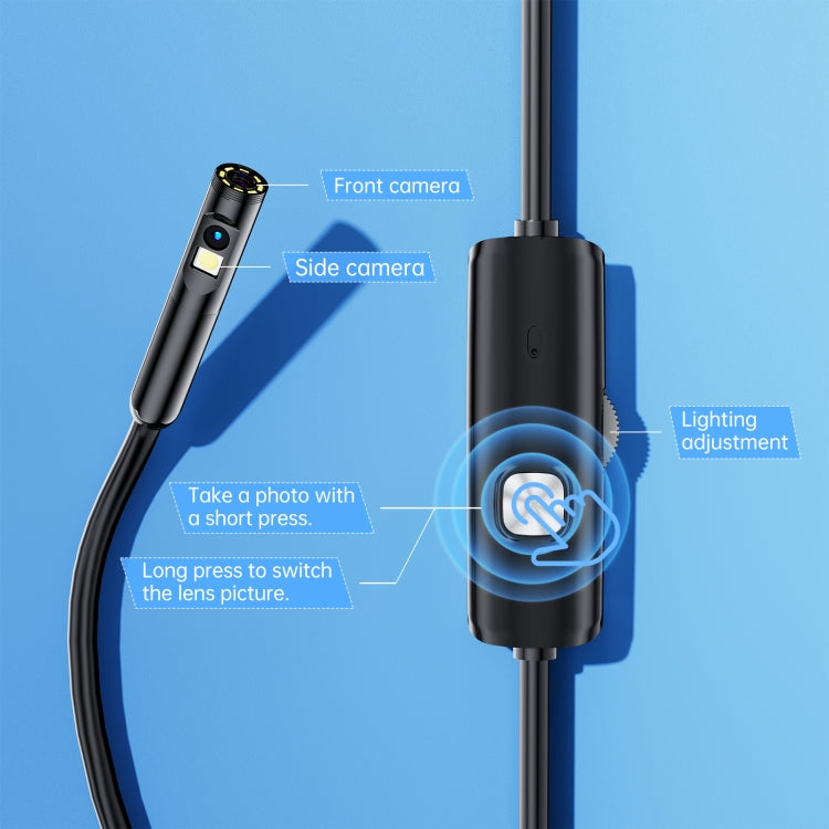 AN112 8mm Double Lenses HD Industry Endoscope Type-C + Micro USB + 8 Pin Connection, Length:5m Hard Tube -  by PMC TechLife | Online Shopping South Africa | PMC TechLife | Buy Now Pay Later Mobicred