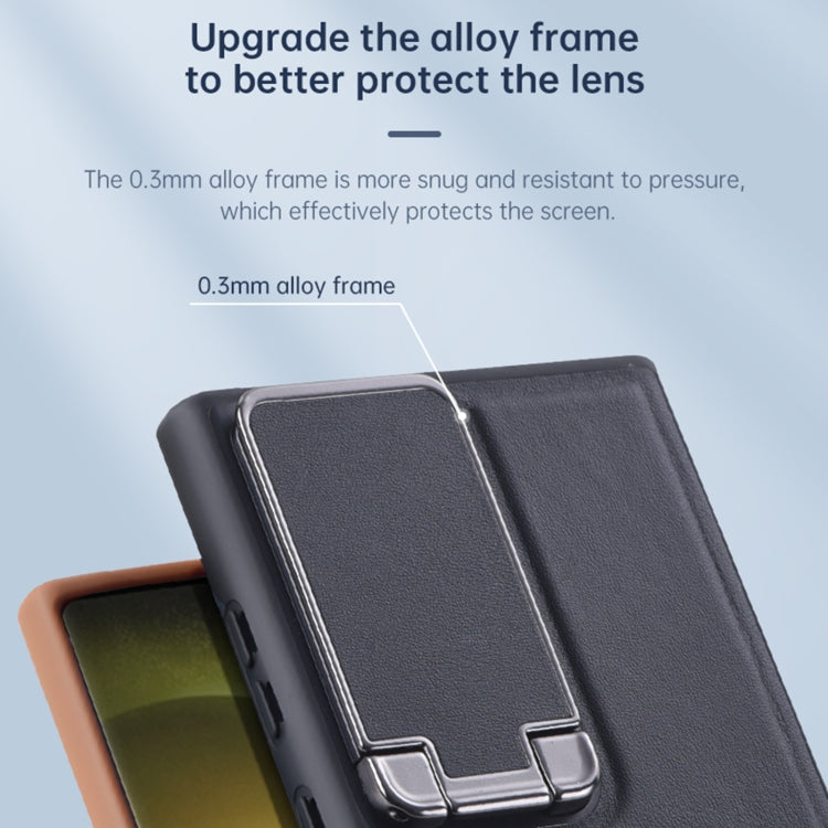 For Samsung Galaxy S24 Ultra 5G Lens Flip Cover All-inclusive Phone Case with Holder(Black) - Galaxy S24 Ultra 5G Cases by PMC TechLife | Online Shopping South Africa | PMC TechLife