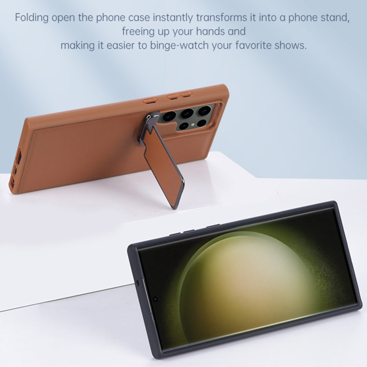For Samsung Galaxy S24 Ultra 5G Lens Flip Cover All-inclusive Phone Case with Holder(Black) - Galaxy S24 Ultra 5G Cases by PMC TechLife | Online Shopping South Africa | PMC TechLife