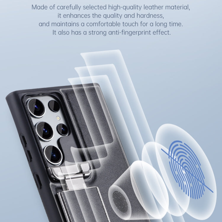 For Samsung Galaxy S24 Ultra 5G Lens Flip Cover All-inclusive Phone Case with Holder(Brown) - Galaxy S24 Ultra 5G Cases by PMC TechLife | Online Shopping South Africa | PMC TechLife