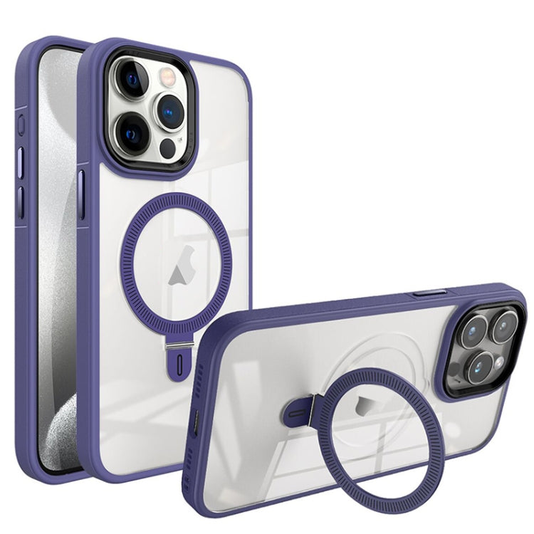 For iPhone 15 Pro Max Shield Armor MagSafe Holder Phone Case(Deep Purple) - iPhone 15 Pro Max Cases by PMC TechLife | Online Shopping South Africa | PMC TechLife