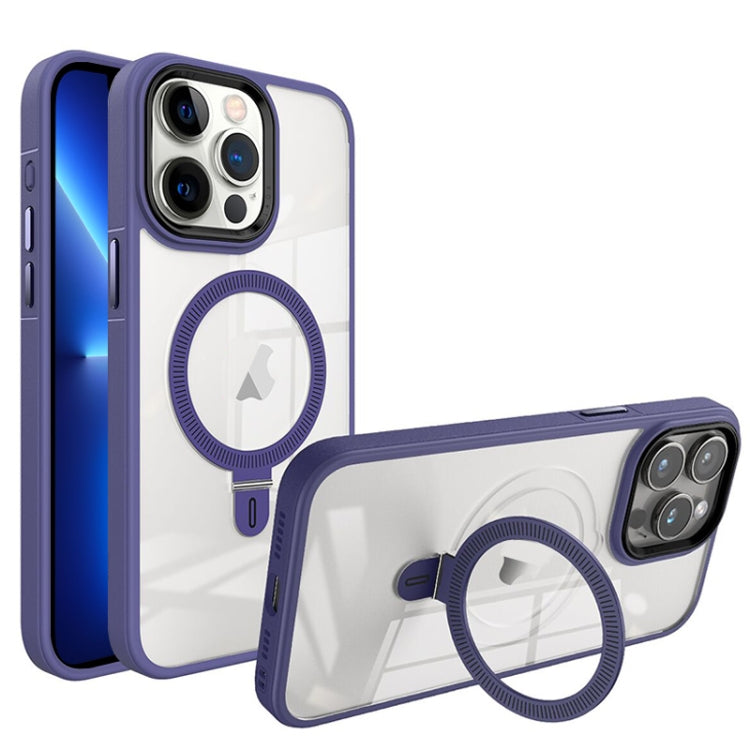 For iPhone 13 Pro Max Shield Armor MagSafe Holder Phone Case(Deep Purple) - iPhone 13 Pro Max Cases by PMC TechLife | Online Shopping South Africa | PMC TechLife