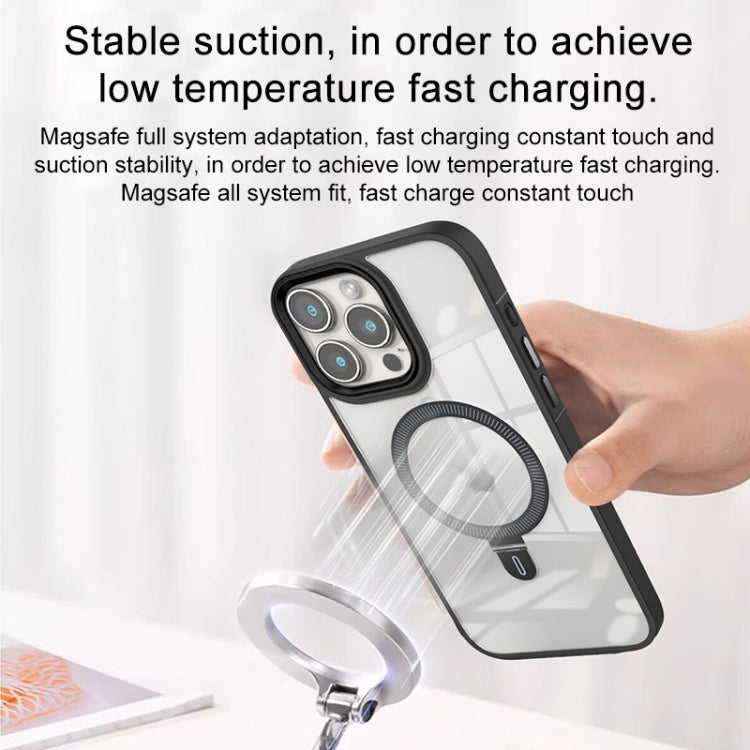 For iPhone 14 Pro Max Shield Armor MagSafe Holder Phone Case(Grey) - iPhone 14 Pro Max Cases by PMC TechLife | Online Shopping South Africa | PMC TechLife