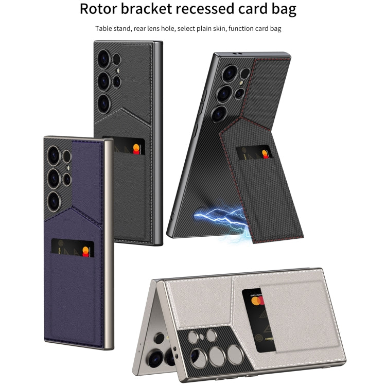 For Samsung Galaxy S24 Ultra 5G GKK Rotor Bracket Recessed Card Bag Full Coverage Phone Case(Grey) - Galaxy S24 Ultra 5G Cases by GKK | Online Shopping South Africa | PMC TechLife