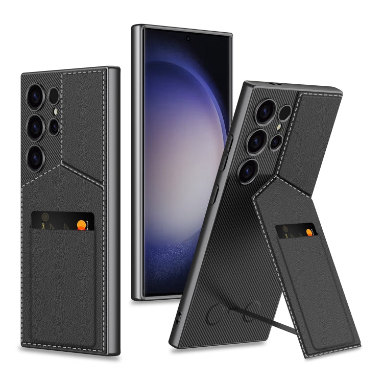 For Samsung Galaxy S23 Ultra 5G GKK Rotor Bracket Recessed Card Bag Full Coverage Phone Case(Black) - free shipping - PMC Jewellery - Order now!