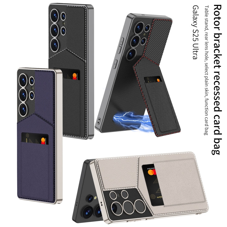 For Samsung Galaxy S25 Ultra 5G GKK Rotor Bracket Recessed Card Bag Full Coverage Phone Case(Grey) - free shipping - PMC Jewellery - Order now!