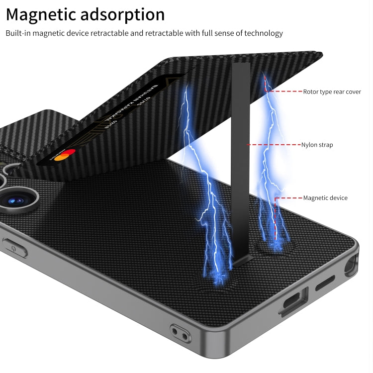 For Samsung Galaxy S25 Ultra 5G GKK Rotor Bracket Recessed Card Bag Full Coverage Phone Case(Carbon Fibre Texture) - free shipping - PMC Jewellery - Order now!