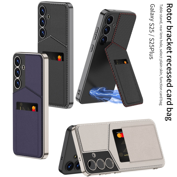 For Samsung Galaxy S25+ 5G GKK Rotor Bracket Recessed Card Bag Full Coverage Phone Case(Grey) - free shipping - PMC Jewellery - Order now!