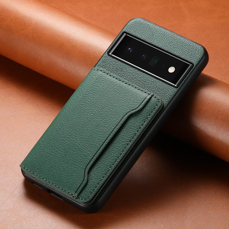 For Google Pixel 6 Pro Calf Texture Card Bag Design Full Coverage Phone Case(Green) - Google Cases by PMC TechLife | Online Shopping South Africa | PMC TechLife | Buy Now Pay Later Mobicred