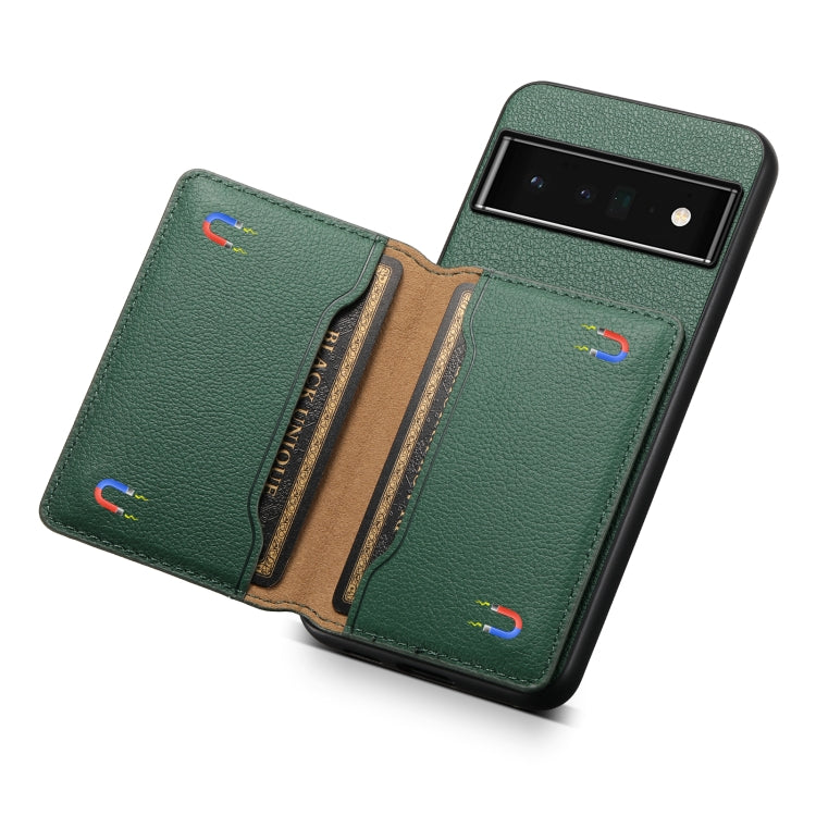 For Google Pixel 6 Pro Calf Texture Card Bag Design Full Coverage Phone Case(Green) - Google Cases by PMC TechLife | Online Shopping South Africa | PMC TechLife | Buy Now Pay Later Mobicred