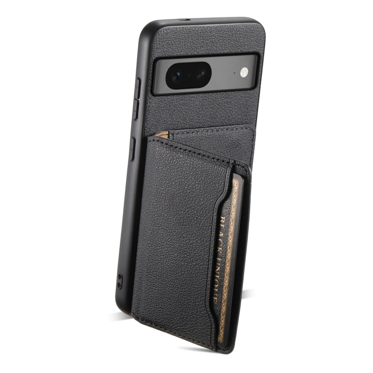 For Google Pixel 7 5G Calf Texture Card Bag Design Full Coverage Phone Case(Black) - Google Cases by PMC TechLife | Online Shopping South Africa | PMC TechLife | Buy Now Pay Later Mobicred