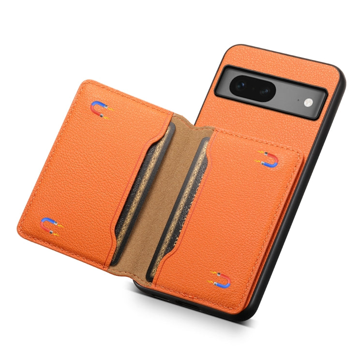 For Google Pixel 7 5G Calf Texture Card Bag Design Full Coverage Phone Case(Orange) - Google Cases by PMC TechLife | Online Shopping South Africa | PMC TechLife | Buy Now Pay Later Mobicred