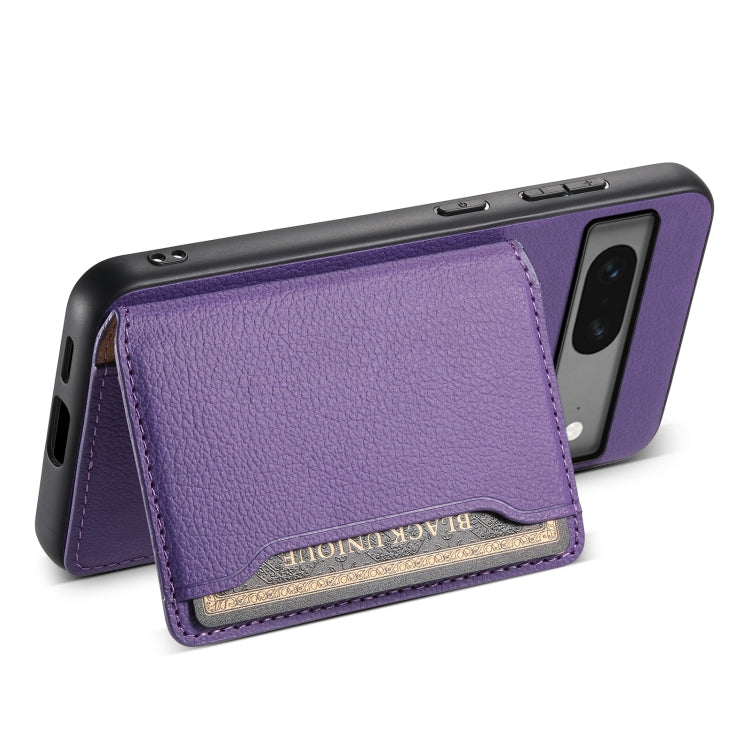 For Google Pixel 7 5G Calf Texture Card Bag Design Full Coverage Phone Case(Purple) - Google Cases by PMC TechLife | Online Shopping South Africa | PMC TechLife | Buy Now Pay Later Mobicred