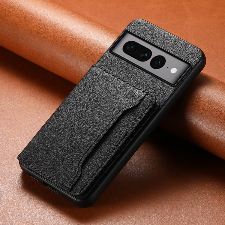 For Google Pixel 7 Pro 5G Calf Texture Card Bag Design Full Coverage Phone Case(Black) - Google Cases by PMC TechLife | Online Shopping South Africa | PMC TechLife | Buy Now Pay Later Mobicred
