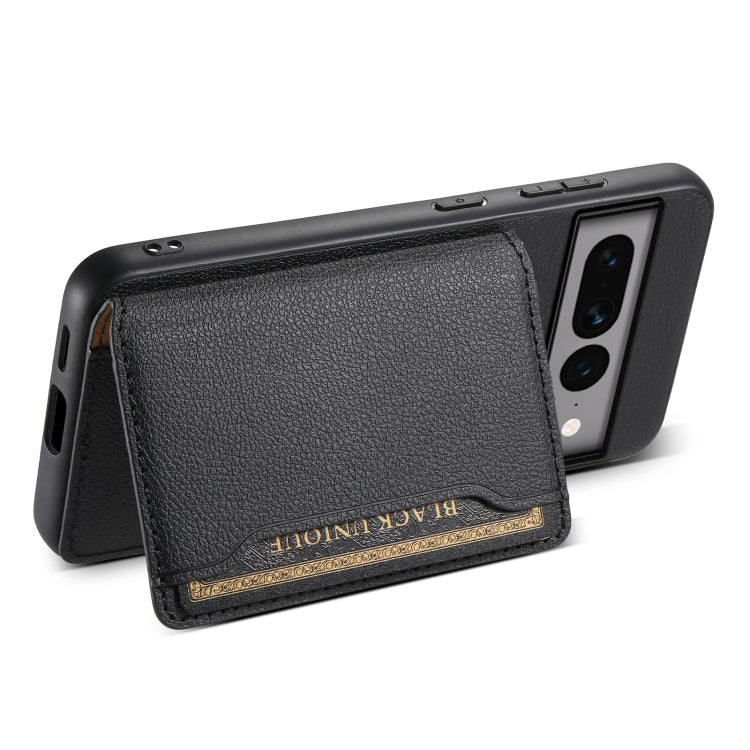 For Google Pixel 7 Pro 5G Calf Texture Card Bag Design Full Coverage Phone Case(Black) - Google Cases by PMC TechLife | Online Shopping South Africa | PMC TechLife | Buy Now Pay Later Mobicred