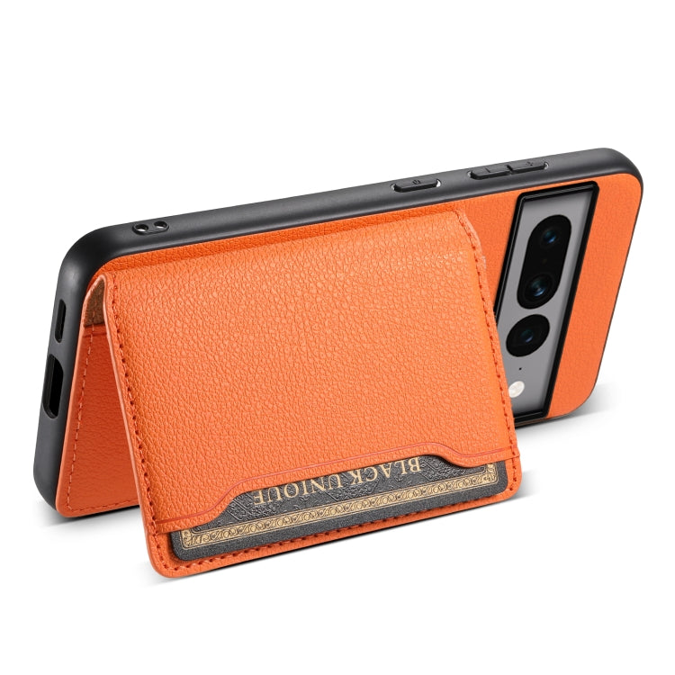 For Google Pixel 7 Pro 5G Calf Texture Card Bag Design Full Coverage Phone Case(Orange) - Google Cases by PMC TechLife | Online Shopping South Africa | PMC TechLife | Buy Now Pay Later Mobicred