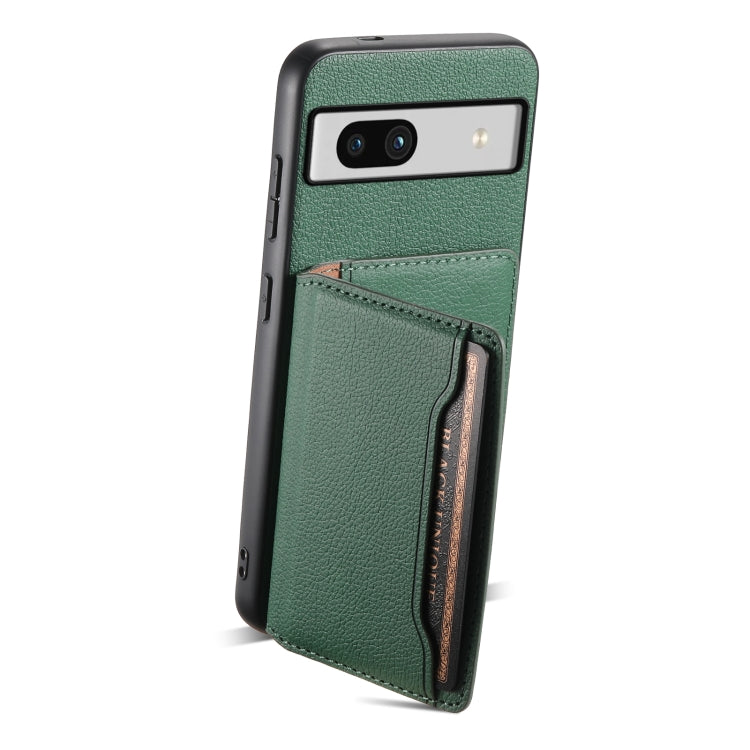 For Google Pixel 7a Calf Texture Card Bag Design Full Coverage Phone Case(Green) - Google Cases by PMC TechLife | Online Shopping South Africa | PMC TechLife | Buy Now Pay Later Mobicred