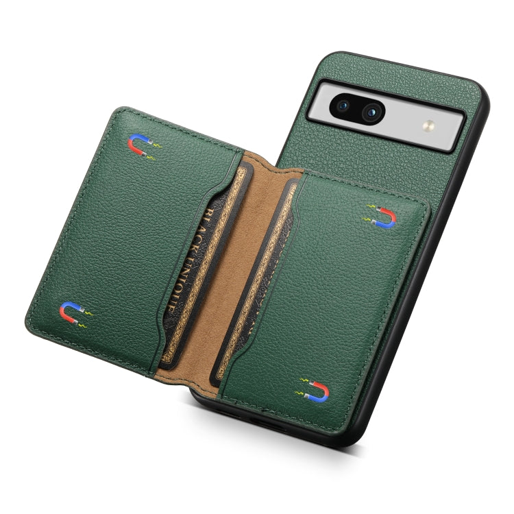 For Google Pixel 7a Calf Texture Card Bag Design Full Coverage Phone Case(Green) - Google Cases by PMC TechLife | Online Shopping South Africa | PMC TechLife | Buy Now Pay Later Mobicred