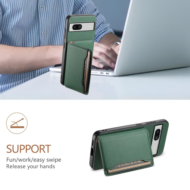 For Google Pixel 7a Calf Texture Card Bag Design Full Coverage Phone Case(Green) - Google Cases by PMC TechLife | Online Shopping South Africa | PMC TechLife | Buy Now Pay Later Mobicred