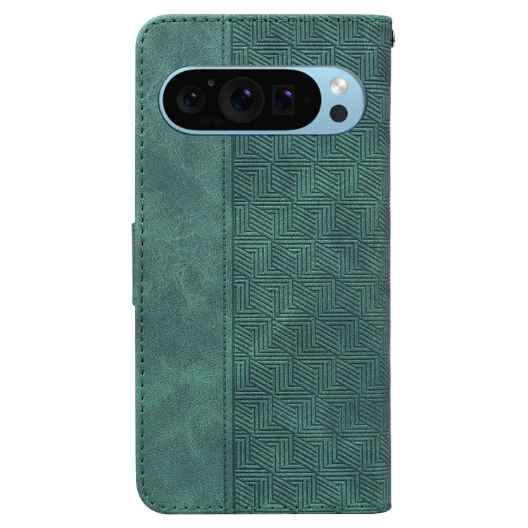 For Google Pixel 9 Geometric Embossed Leather Phone Case(Green) - Google Cases by PMC TechLife | Online Shopping South Africa | PMC TechLife | Buy Now Pay Later Mobicred