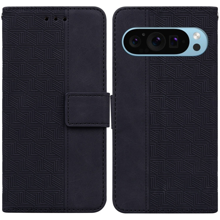 For Google Pixel 9 Geometric Embossed Leather Phone Case(Black) - Google Cases by PMC TechLife | Online Shopping South Africa | PMC TechLife | Buy Now Pay Later Mobicred