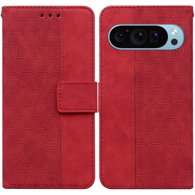 For Google Pixel 9 Geometric Embossed Leather Phone Case(Red) - free shipping - PMC TechLife - Order now!