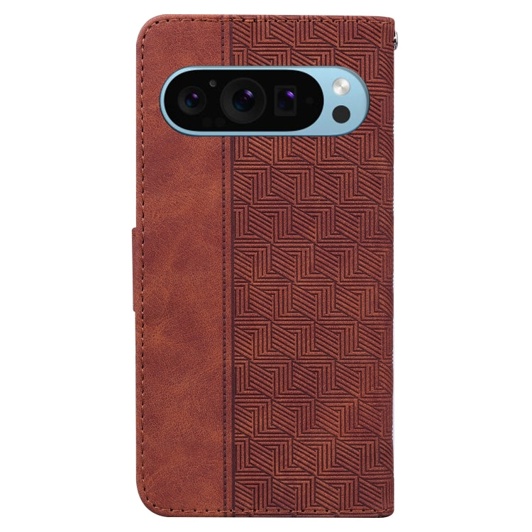 For Google Pixel 9 Pro 5G Geometric Embossed Leather Phone Case(Brown) - Google Cases by PMC TechLife | Online Shopping South Africa | PMC TechLife | Buy Now Pay Later Mobicred