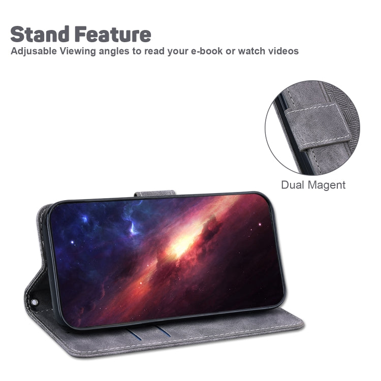 For Google Pixel 9 Pro 5G Geometric Embossed Leather Phone Case(Grey) - Google Cases by PMC TechLife | Online Shopping South Africa | PMC TechLife | Buy Now Pay Later Mobicred