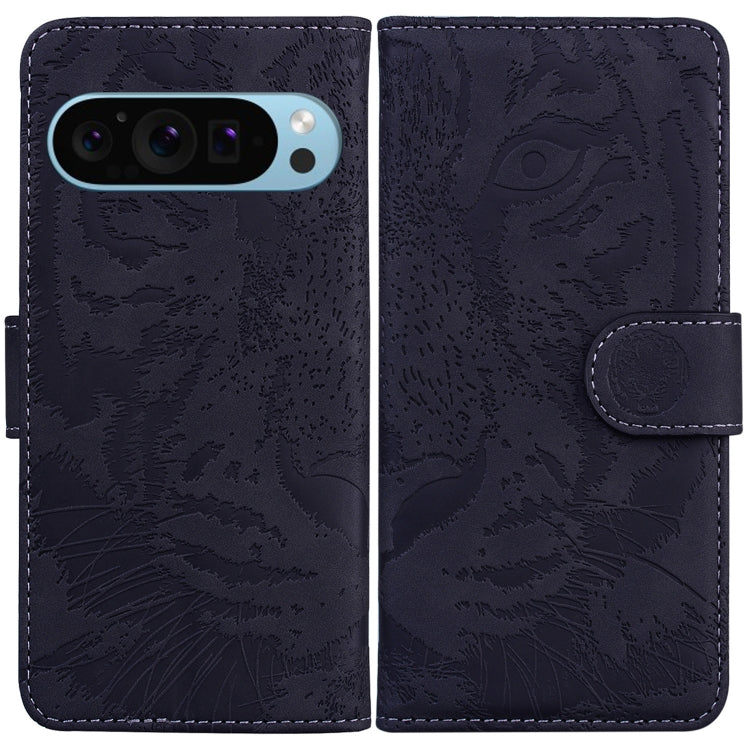For Google Pixel 9 Tiger Embossing Pattern Flip Leather Phone Case(Black) - Google Cases by PMC TechLife | Online Shopping South Africa | PMC TechLife | Buy Now Pay Later Mobicred