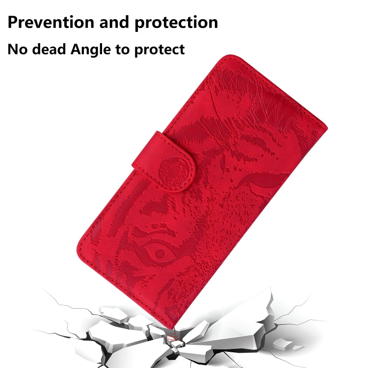 For Google Pixel 9 Tiger Embossing Pattern Flip Leather Phone Case(Red) - Google Cases by PMC TechLife | Online Shopping South Africa | PMC TechLife | Buy Now Pay Later Mobicred