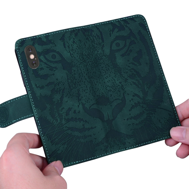 For Google Pixel 9 Tiger Embossing Pattern Flip Leather Phone Case(Green) - Google Cases by PMC TechLife | Online Shopping South Africa | PMC TechLife | Buy Now Pay Later Mobicred